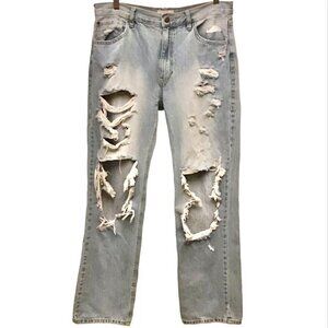 Nature Denim 13 (30) Straight Leg High Rise Women’s Jeans Distressed Light Wash